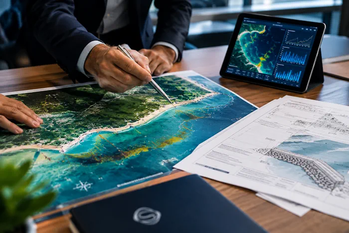 Analyse côtière sur carte stratégique